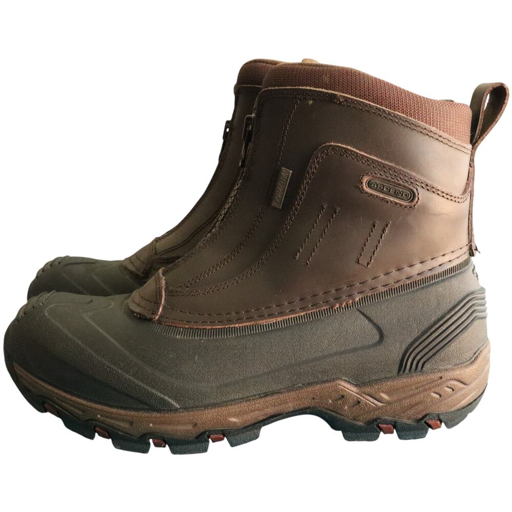 Ascend Waterproof Thinsulate Snow Boots Brown Black Leather Lug Work Mens 8